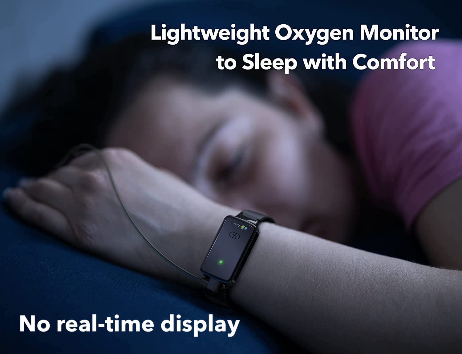 EMAY SleepO2 Wrist Pulse Oximeter with Silicone SpO2 Sensor | Bluetooth Sleep Oxygen Monitor Rechargeable for Continuous Blood Oxygen and Heart Rate Tracking | Free App with Overnight Report