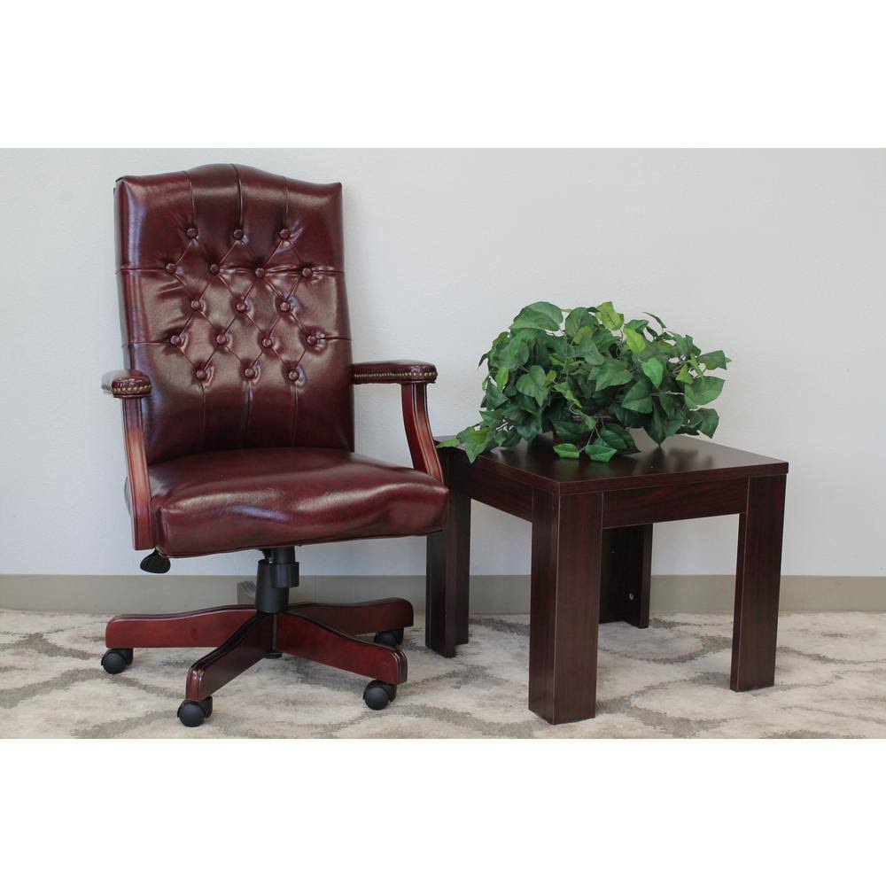 Boss Widmore Traditional Tufted Vinyl Executive Chair, Mahogany