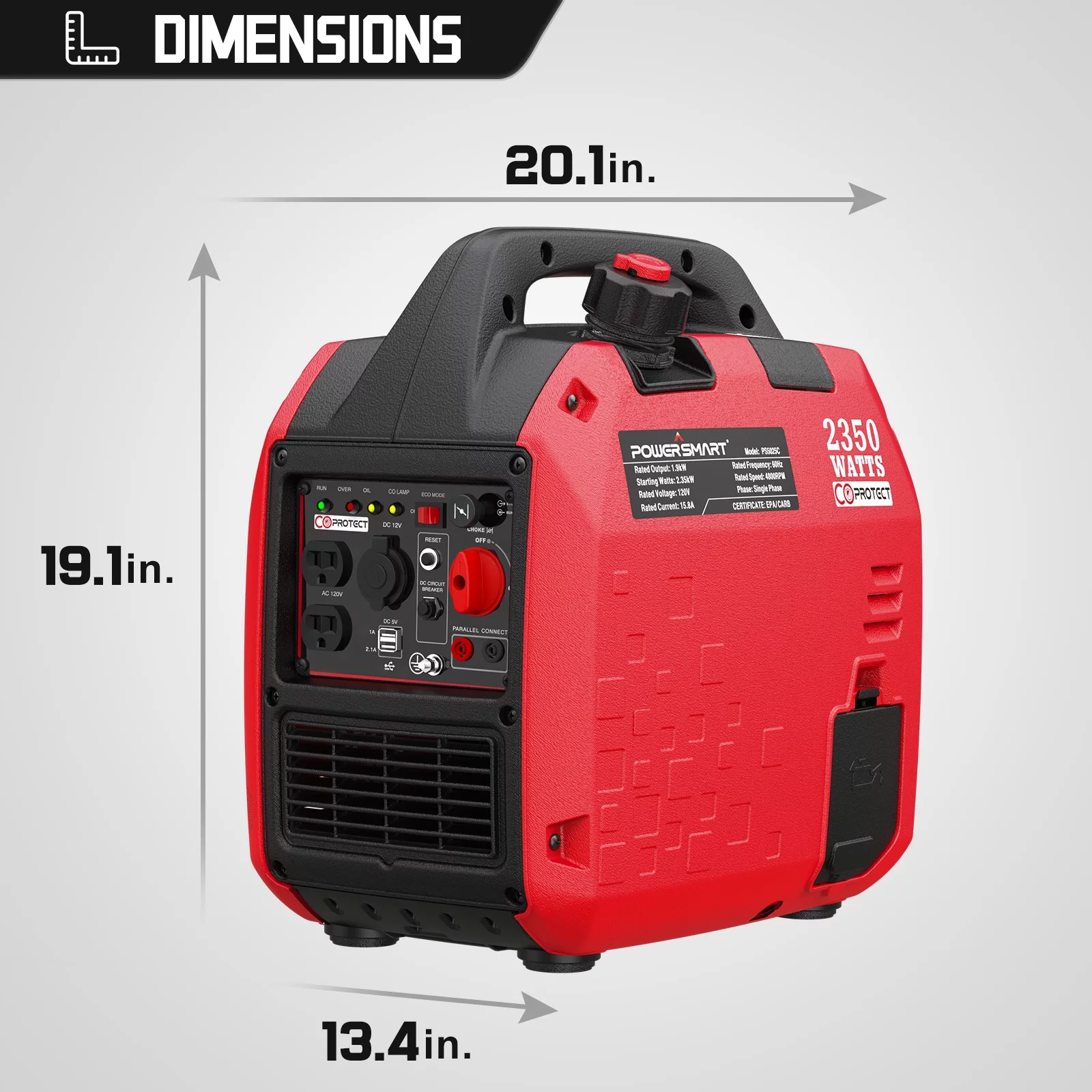 PowerSmart 2350-Watt Portable Gasoline Inverter Generator, Lightweight，generator for camping PS5025C