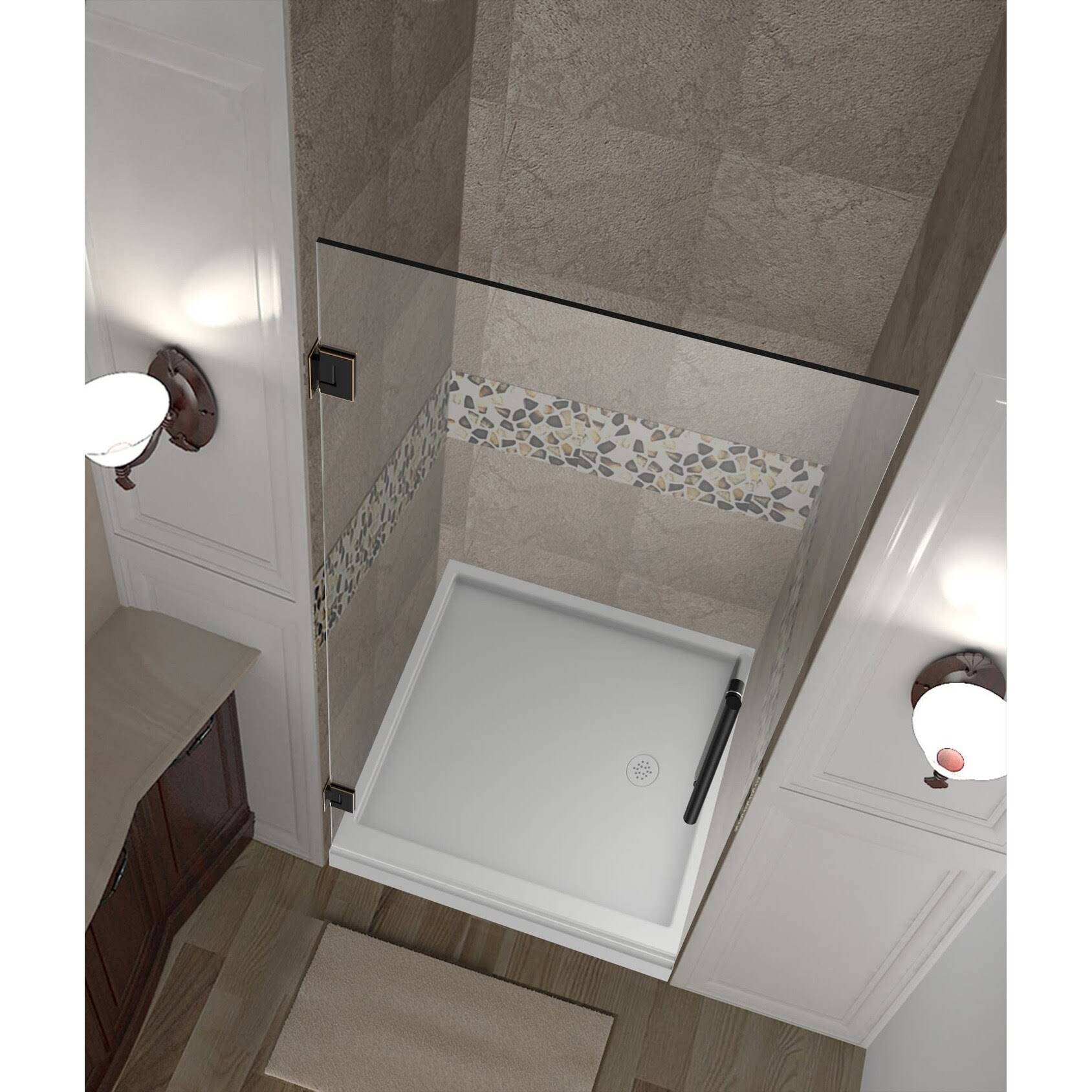 Aston SDR995-CH-27-10 Chrome Cascadia 27x22 x 72x22 Completely Frameless Hinged Shower Door