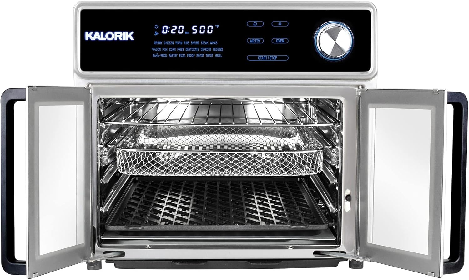 Kalorik 26 Quart Maxx Digital Air Fryer Oven Combo - Rotisserie, Grill, 1700W, Black & Stainless Steel