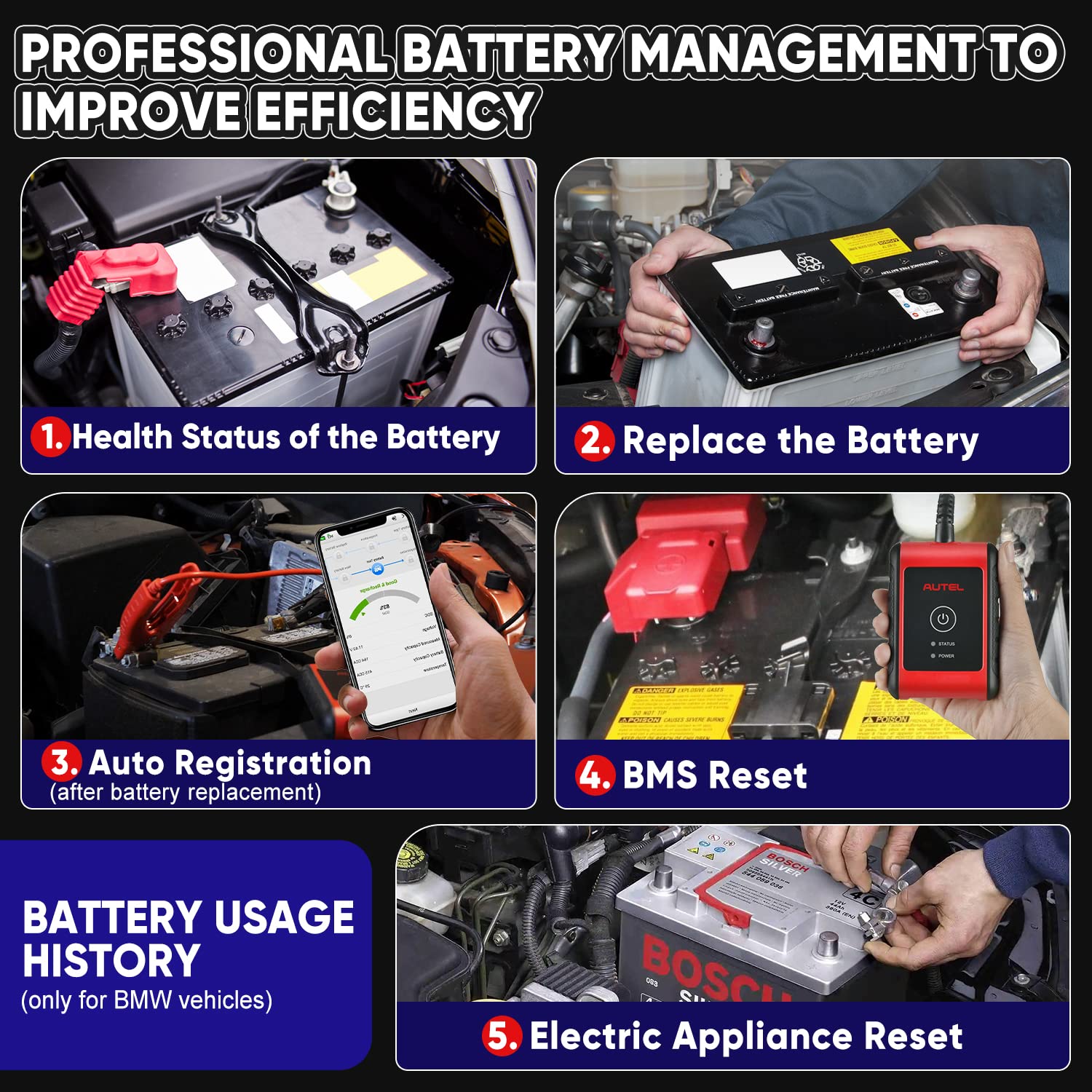 Autel Battery Tester MaxiBAS BT508, 6V 12V 100 - 2000 CCA Load Tester, Auto Battery Analyzer Charging Cranking System, Adaptive Conductance (Worth $1000), All System Diagnostic Tool, Upgraded of BT506