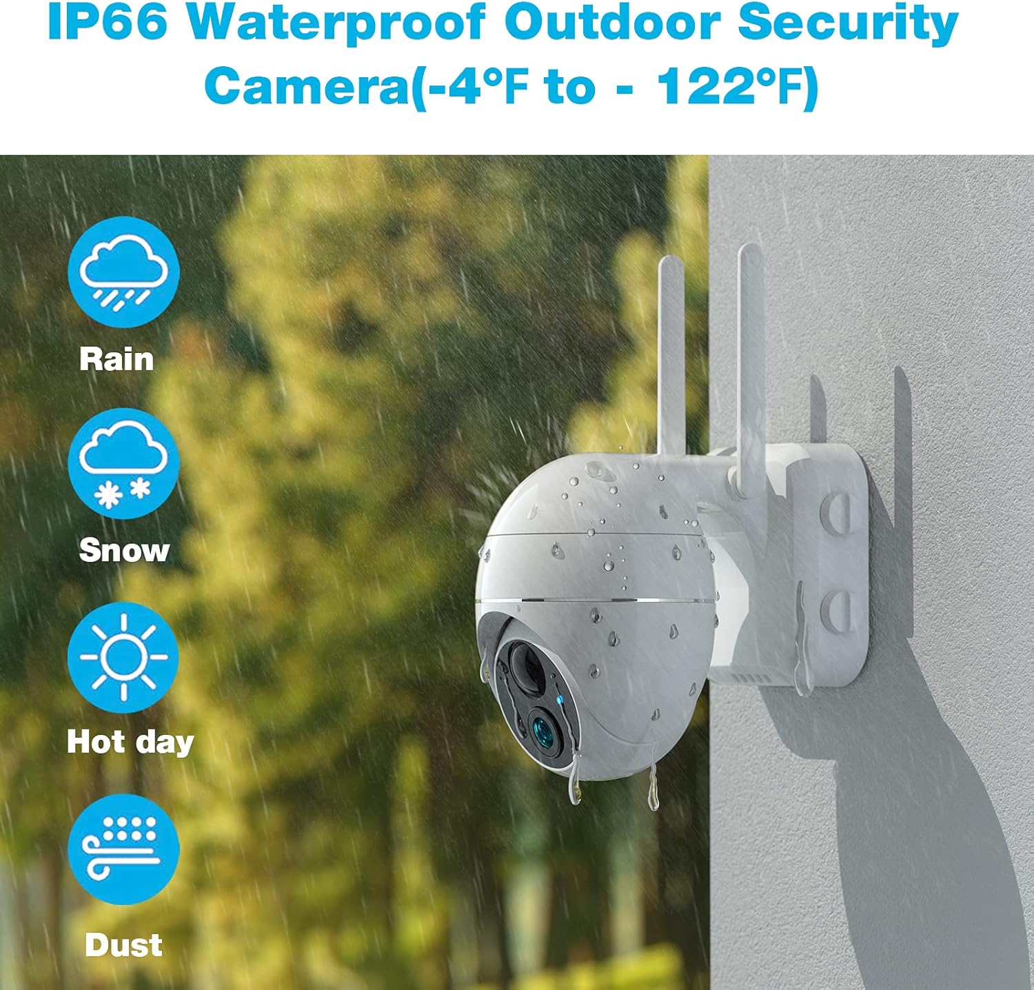 PTZ Security Camera Wireless Outdoor, 1080P Battery Powered Wireless WiFi Cameras for Home Security, 360° Wireless Surveillance Camera, Night Vision, Motion Detection, Two-Way Audio, Siren Alarm