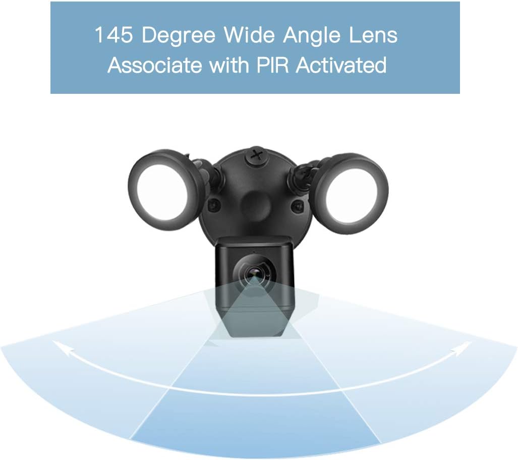 Floodlight 1080P IP Camera, Outdoor Security Light Cam, 140 Degree View Angle, 3 PIR Covers 270 Degree, Customized Motion Area, Two-Way Talk, Siren Alarm, No Cloud Fee