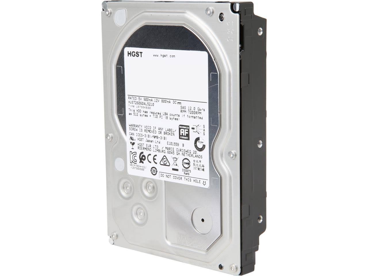 HGST Ultrastar 7K6000 HUS726060AL5210 (0F22791) 6TB 7200 RPM 128MB Cache SAS 12Gb/s 3.5x22 Enterprise Hard Drive Bare Drive