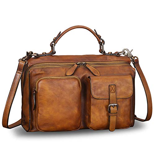 Genuine Leather Purses and Handbags for Women Vintage Leather Messenger Bag Shoulder Bag Satchel Purses with Strap