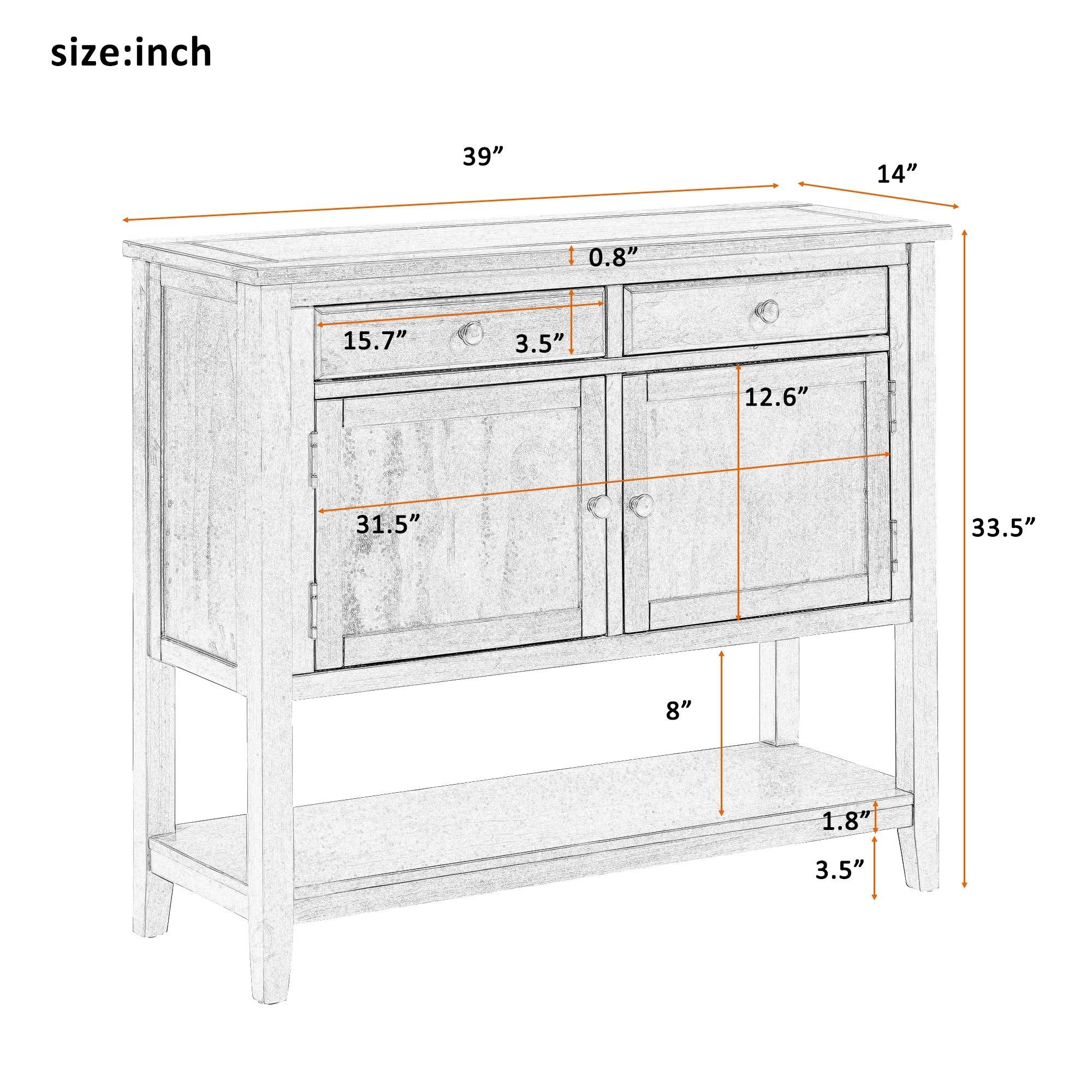 Nestfair Modern Console Table Sofa Table with 2 Drawers and 2 Cabinets - Green