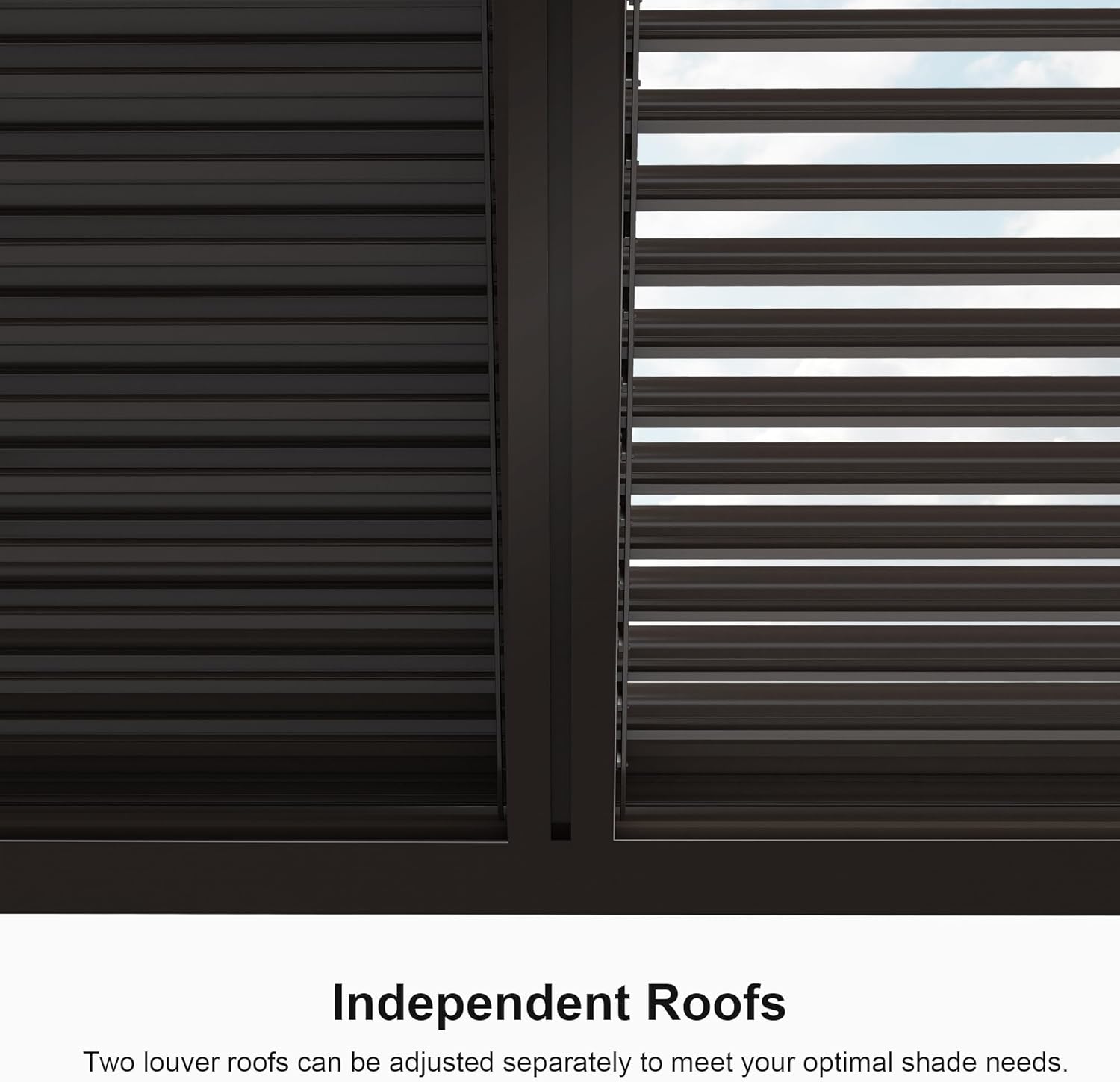 PURPLE LEAF Outdoor 11' × 13' Louvered Pergola with Roller Blinds Patio Adjustable Aluminum Canopy Retractable Metal Roof for Deck Outside Backyard Hardtop Gazebo Sun Shade, 2 Short and 1 Long Side