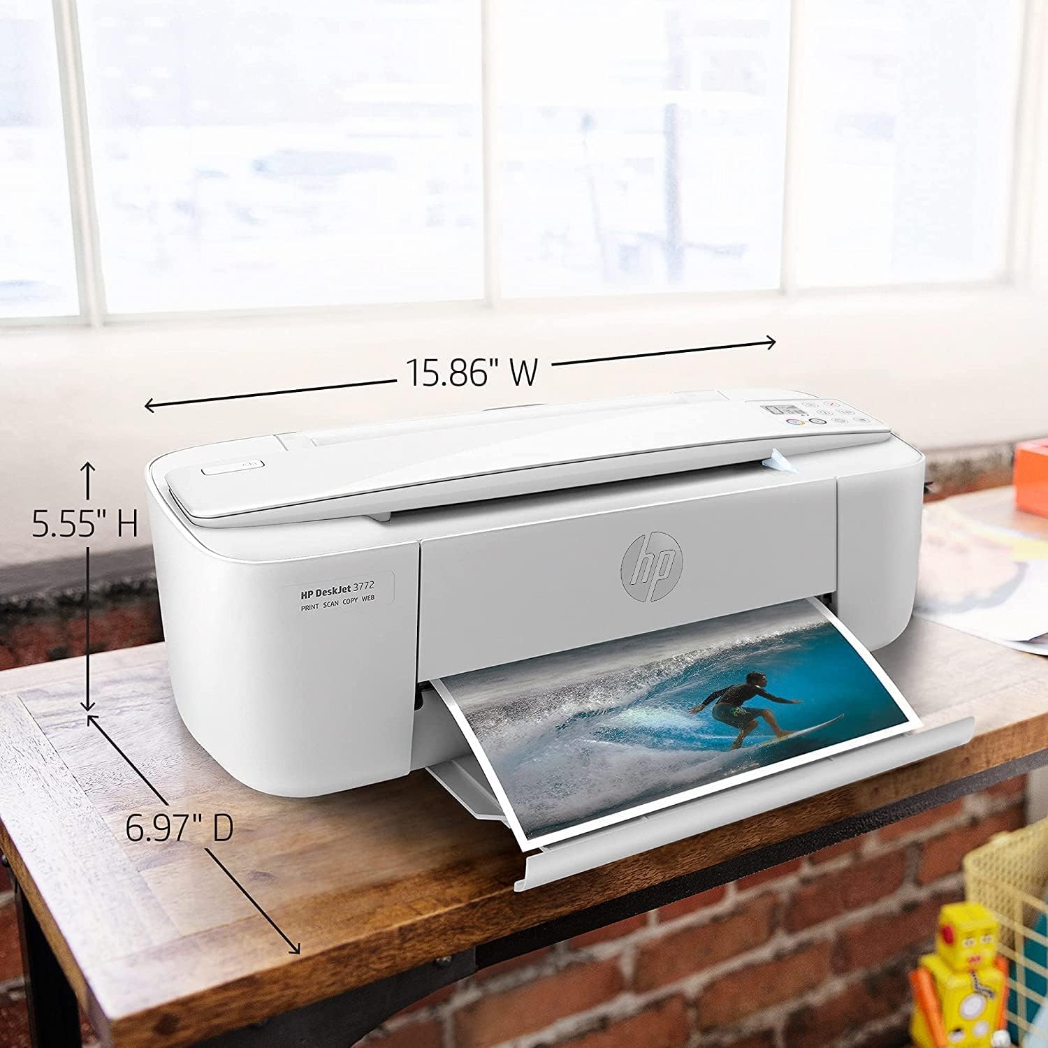 H -P DeskJet Wireless Color Inkjet Printer All-in-One with LCD Display - Print Scan Copy and Mobile Printing Ultra Compact with 6 ft NeeGo Printer Cable