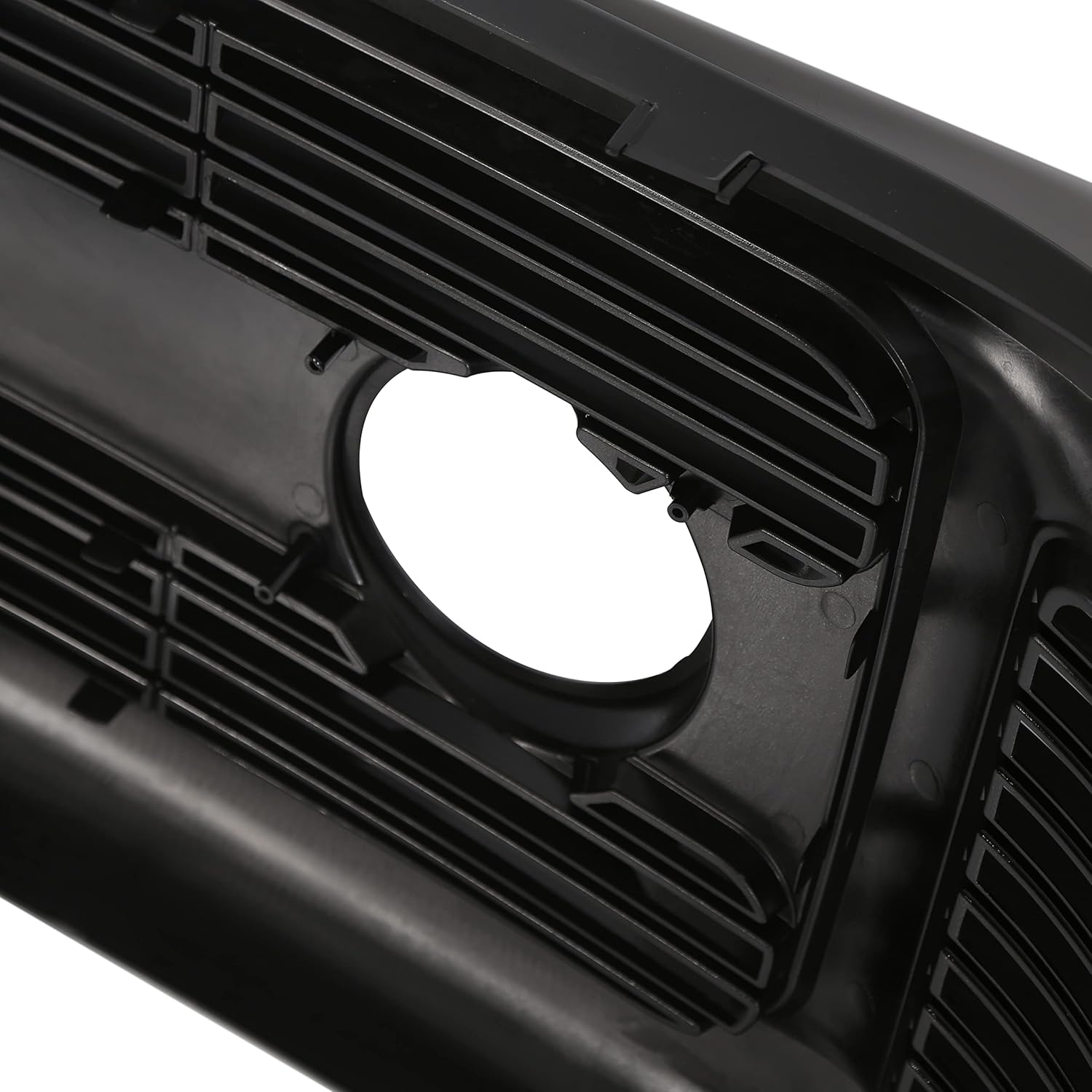ECOTRIC Glossy Black Horizontal Front Hood Bumper Grille Grill ABS + Fog Lights Compatible with 1999-2004 Ford F250 F350 F450 F550