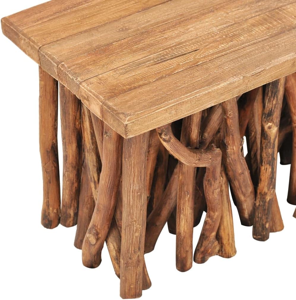 vidaXL Solid Reclaimed Wood and Teak Wood Coffee Table - Rustic Design Living Room Furniture with Unique Authentic Value and Exquisite Craftsmanship