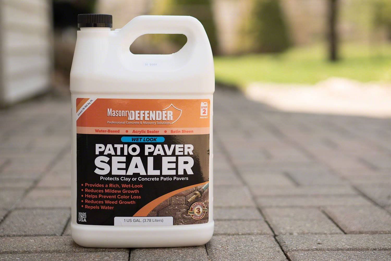 Masonrydefender Low Gloss Patio Paver Sealer, 1 Gal - Clear Water-Based Sealant for Natural Stone Surfaces, 1 Gallon