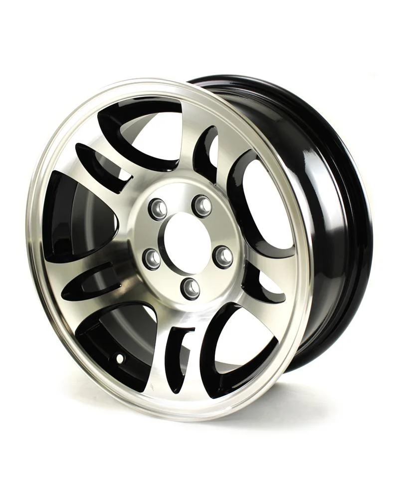 15X6 5-Lug on 4.5" Aluminum S5 Trailer Wheel - Black - S556545B