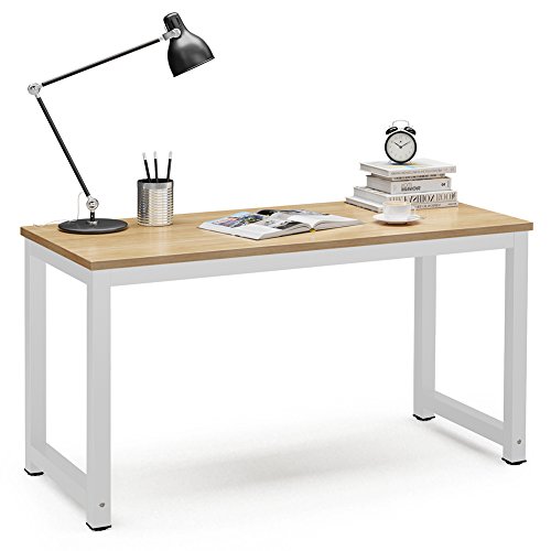 Tribesigns Modern Computer Desk, 63 x 31.5 inch Large Executive Office Desk Computer Table Study Writing Desk Workstation for Home Office, Spliced Desktop, White