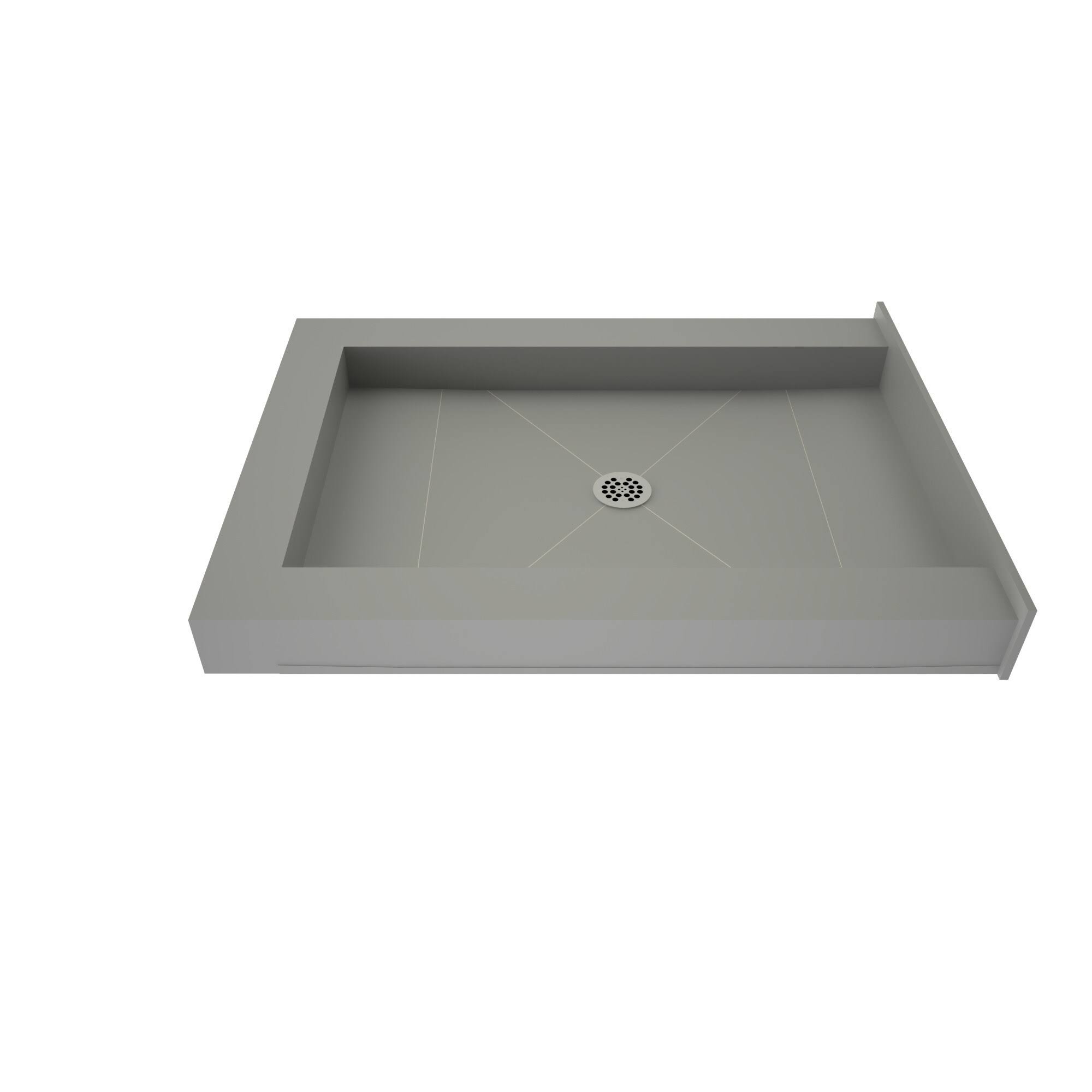 Tile Redi USA P4236CDT-PVC Redi Base Triple Curb Shower Pan with Center Drain, 42x22 D x 36x22 W