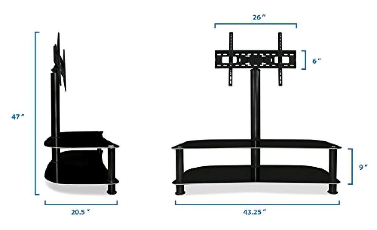 Mount-It! Floor TV Stand with Mount and Glass Shelves - TV Mount Entertainment Center, Fit