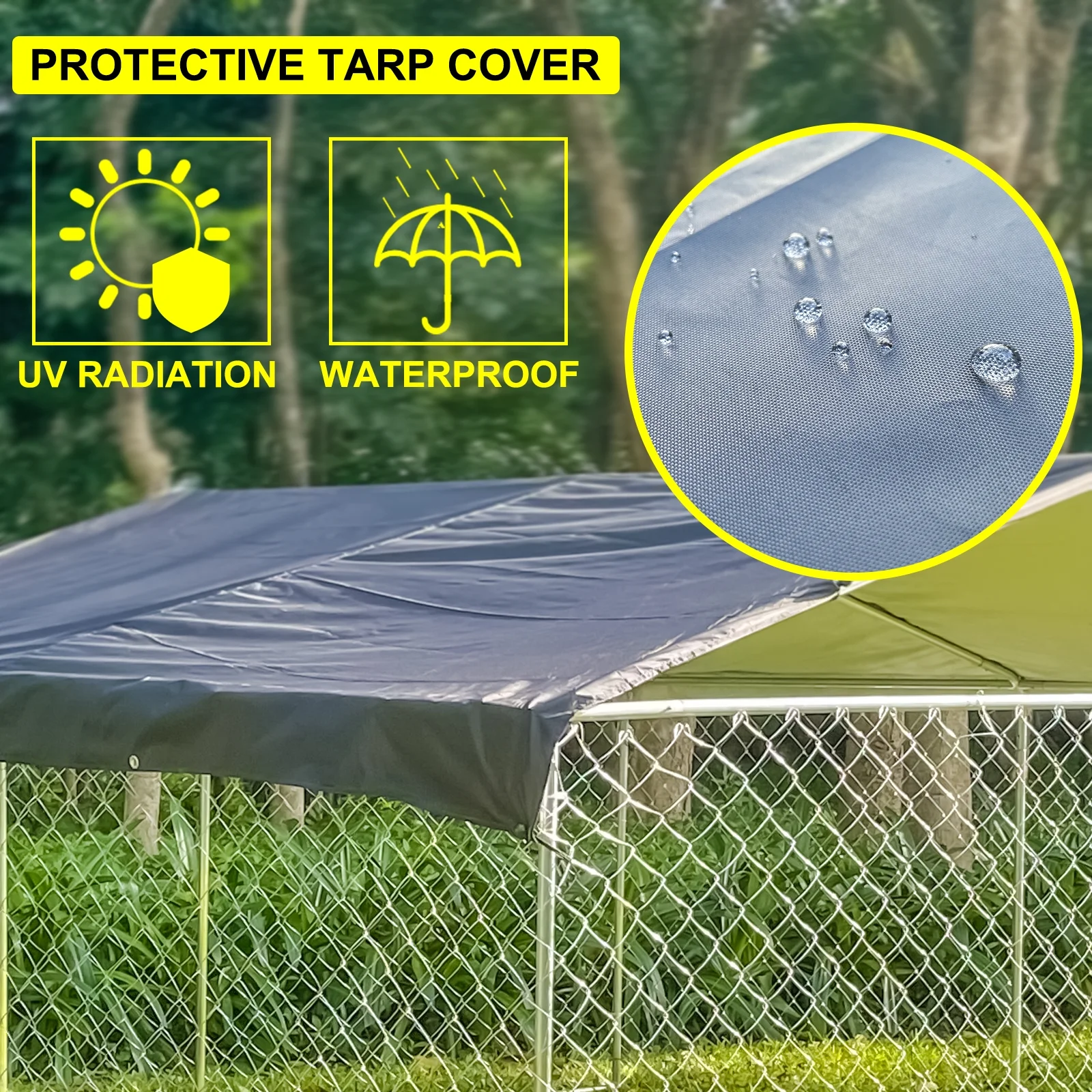 10ft x 10ft Dog Kennel Outdoor Metal Playpen Heavy Duty Large Dog Cages Enclosure for Large Dogs Run Outside Exercise Pet Fences with Roof for Yard