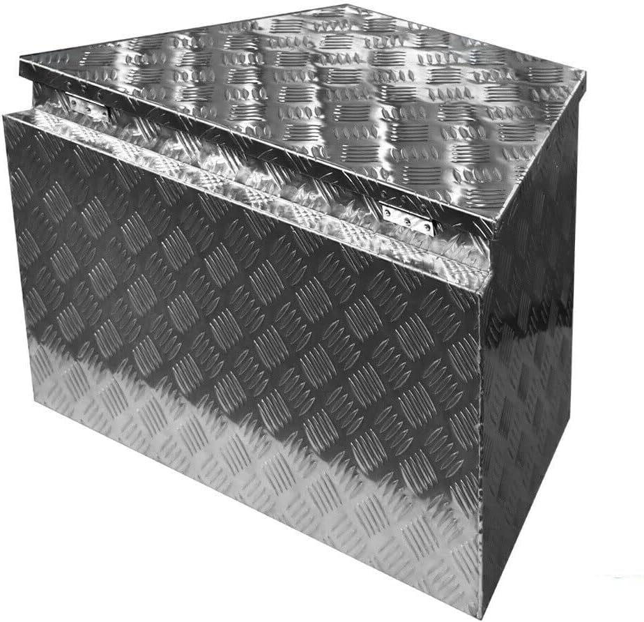 29x16x18 Inch Aluminum Diamond Plate Tongue Box Tool Chest,generator box,Waterproof Under Truck Storage for Pick Up Truck Bed, RV Trailer, ATV with Lock and Keys