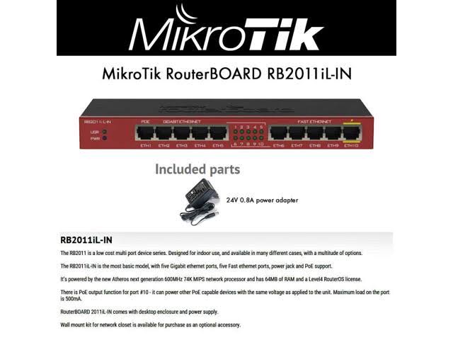 Mikrotik RouterBOARD RB2011iL-IN 10 Port Layer 3 Gigabit Switch Router