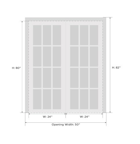 VDOMDOORS Solid French Double Doors 36 x 80 inches Opaque Glass/Sete 6003 White Silk/Wood Solid Panel Frame/Closet Bedroom Modern Doors
