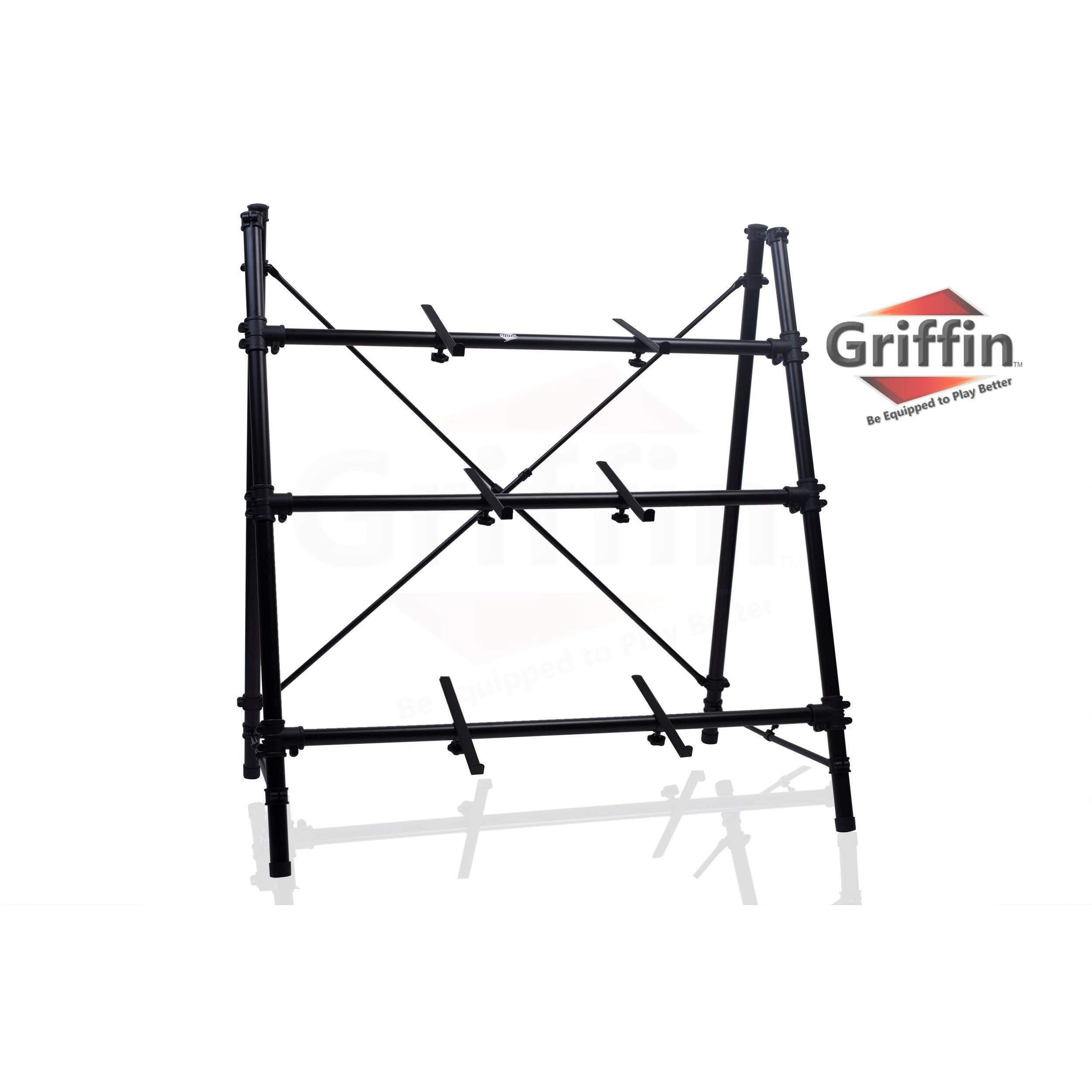 Griffin Triple Keyboard Stand 3 Tier A-Frame Holder Studio Mount Mixer Turntable DJ PA