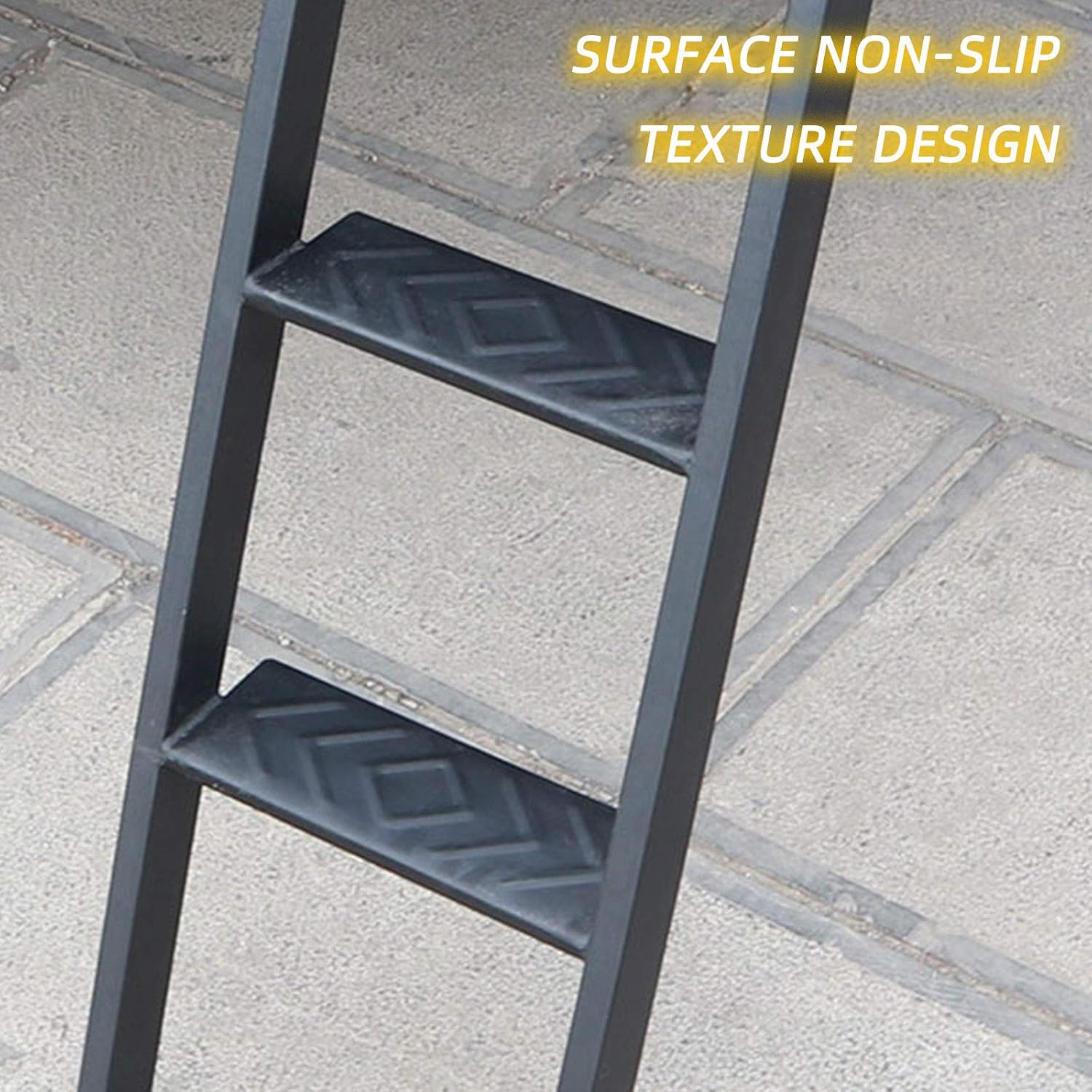 Tailgate Ladder for Truck Black Ladder 360°Rotation Durable Iron with Black Powder Coat Universal Fit for Pick Up
