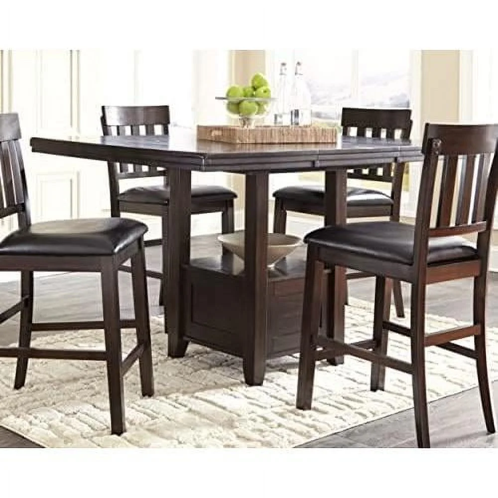 haddigan traditional rectangular 36" counter height dining extension table, dark brown
