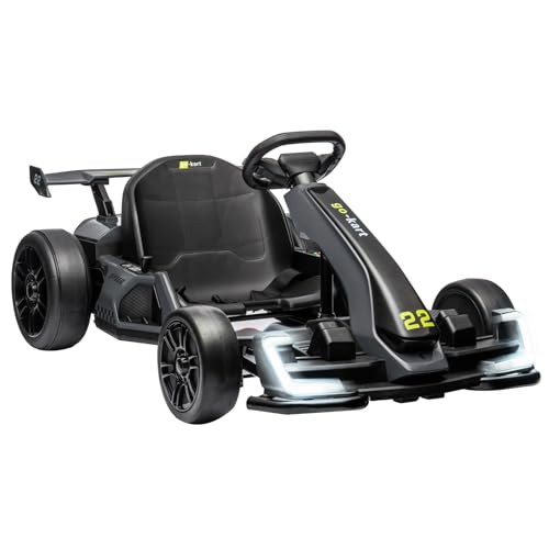 24V Electric Go Kart,300W Powerful Drift Kart for Kids, Electric Pedal Kart,with 300W Strong Motor, Drift/Sport Mode, Big Battery, Eva Tire,Length Adjustmen for Outdoor Racing Toy-White