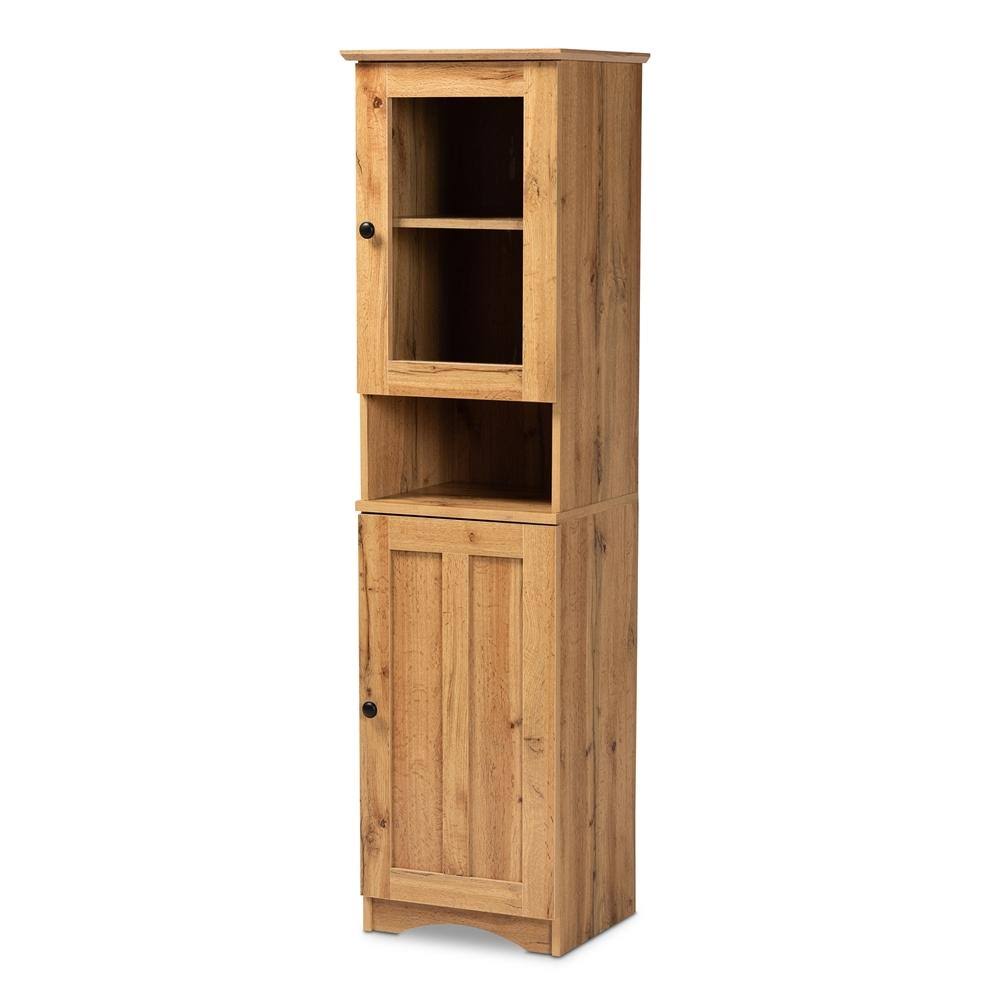 Oak Brown Finished Wood Buffet and Hutch Kitchen Cabinet Wotan Oak