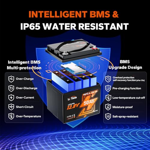 LiTime 12V 100Ah LiFePO4 Battery BCI Group 31 Lithium Battery Built-in 100A BMS, Up to 15000 Deep Cycles, Perfect for RV, Marine, Home Energy Storage