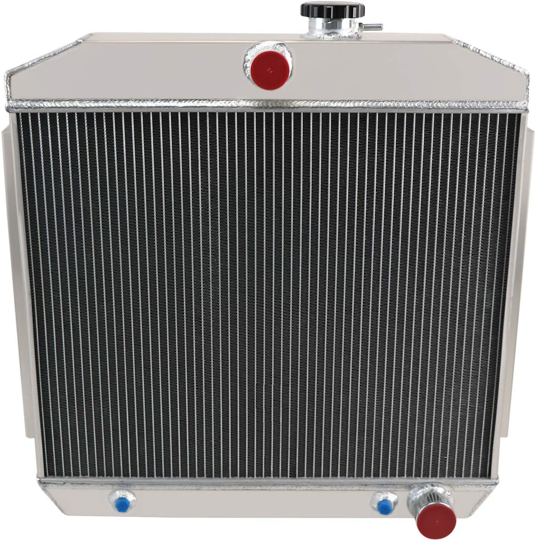 CoolingSky 4 Row All Aluminum Radiator + Fan Shroud Combo & Thermostat Relay Kit for 1955-1957 Chevy Bel Air/Nomad/Del Ray/150/210 Multiple V8 Models