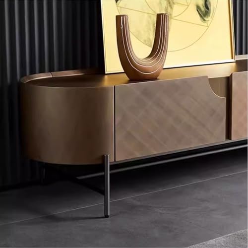 Modern TV stand Italian Modern Light Luxury Living Room Tall TV Cabinet Luxury Metal Paint High-end Villa Storage TV Cabinet Media Console(200X40X48CM)
