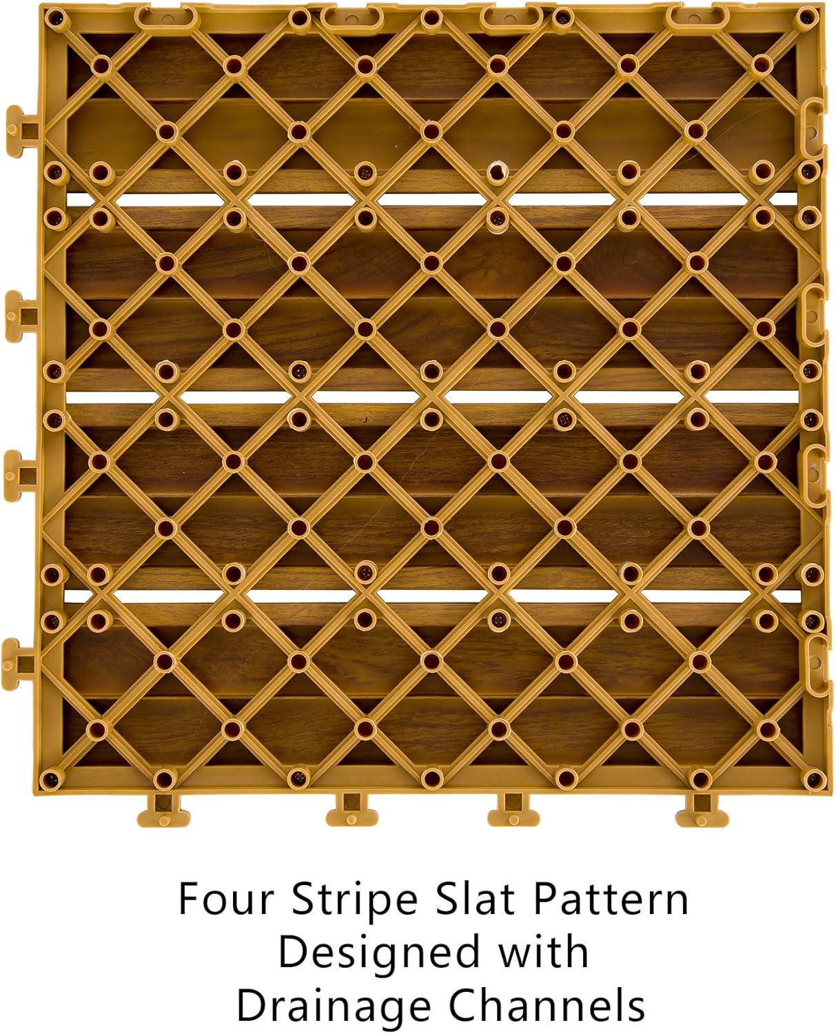 Domi Outdoor Living 9PCS Aluminum Interlocking Deck Patio Decking Tiles, 12” x 12” Wood Acacia Interlocking Decking