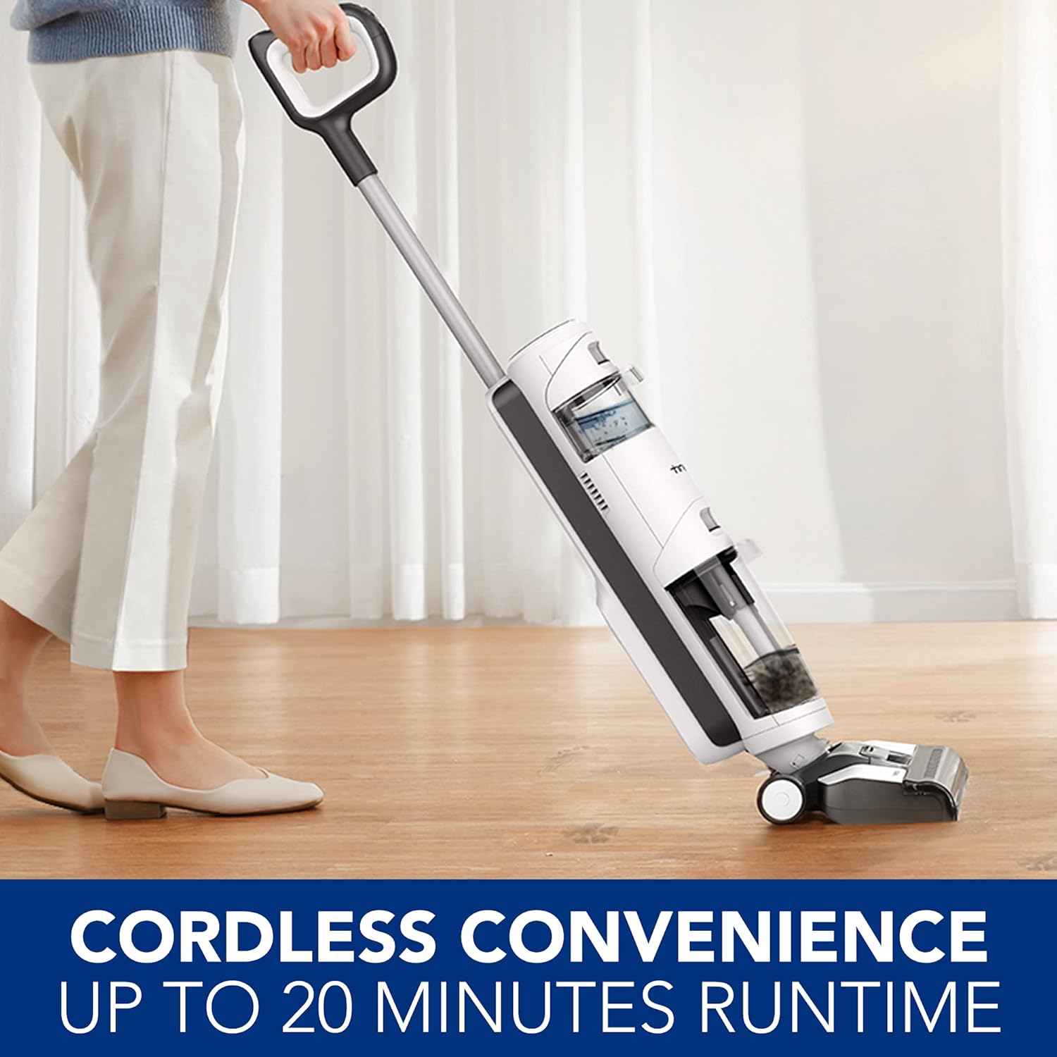 Tineco iFLOOR 3 Breeze Complete Wet Dry Vacuum Cordless Floor Cleaner and Mop One-Step Cleaning for Hard Floors
