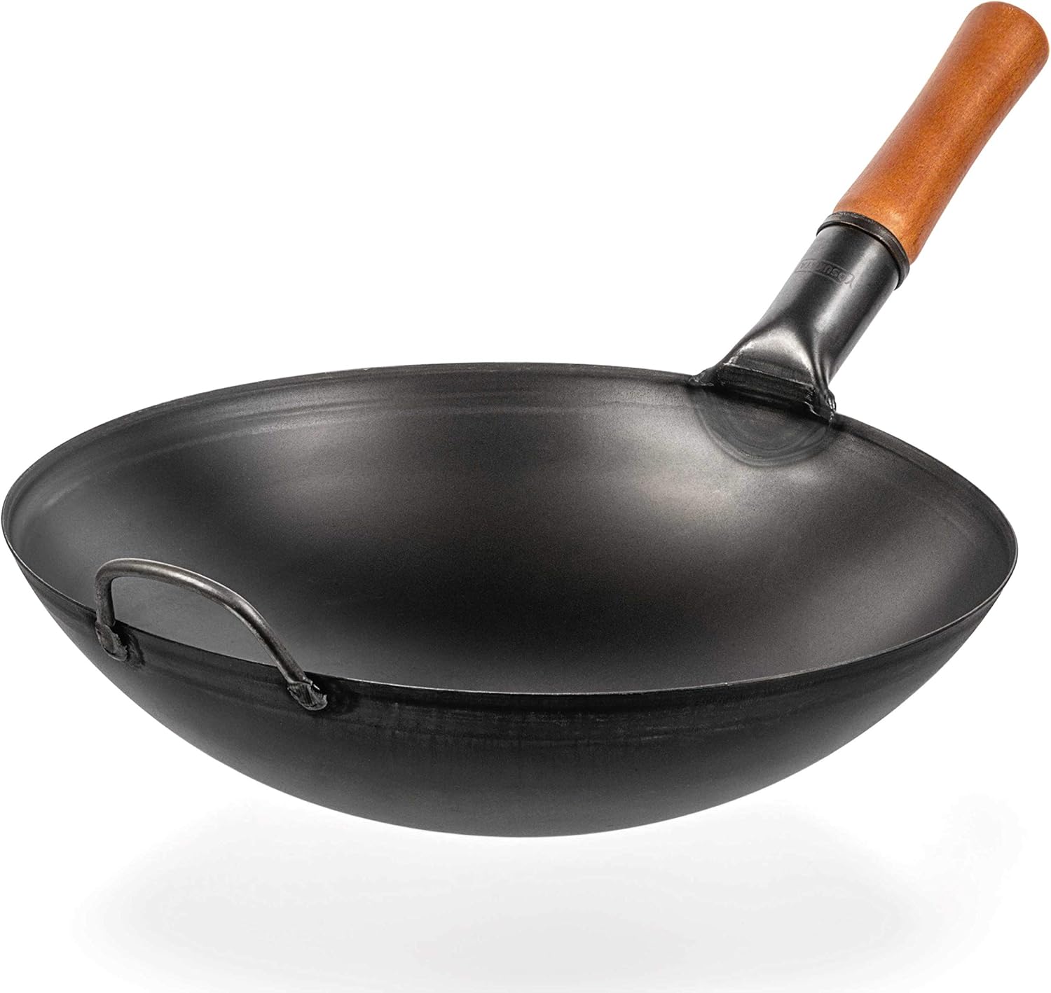 YOSUKATA Carbon Steel Wok Pan - 14 �� Woks and Stir Fry Pans - Chinese Wok with Round Bottom Wok - Traditional Chinese Japanese Woks - Black Steel Wok