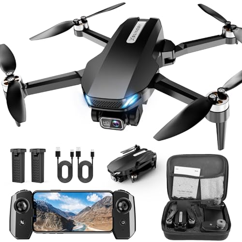 Drone with Camera, 2K HD FPV Drone with Brushless Motor, Altitude Hold, Gesture Selfie, 3D Flips, Waypoint Fly, One Key Take Off/Landing, Foldable Mini Drones for Adults and Beginners
