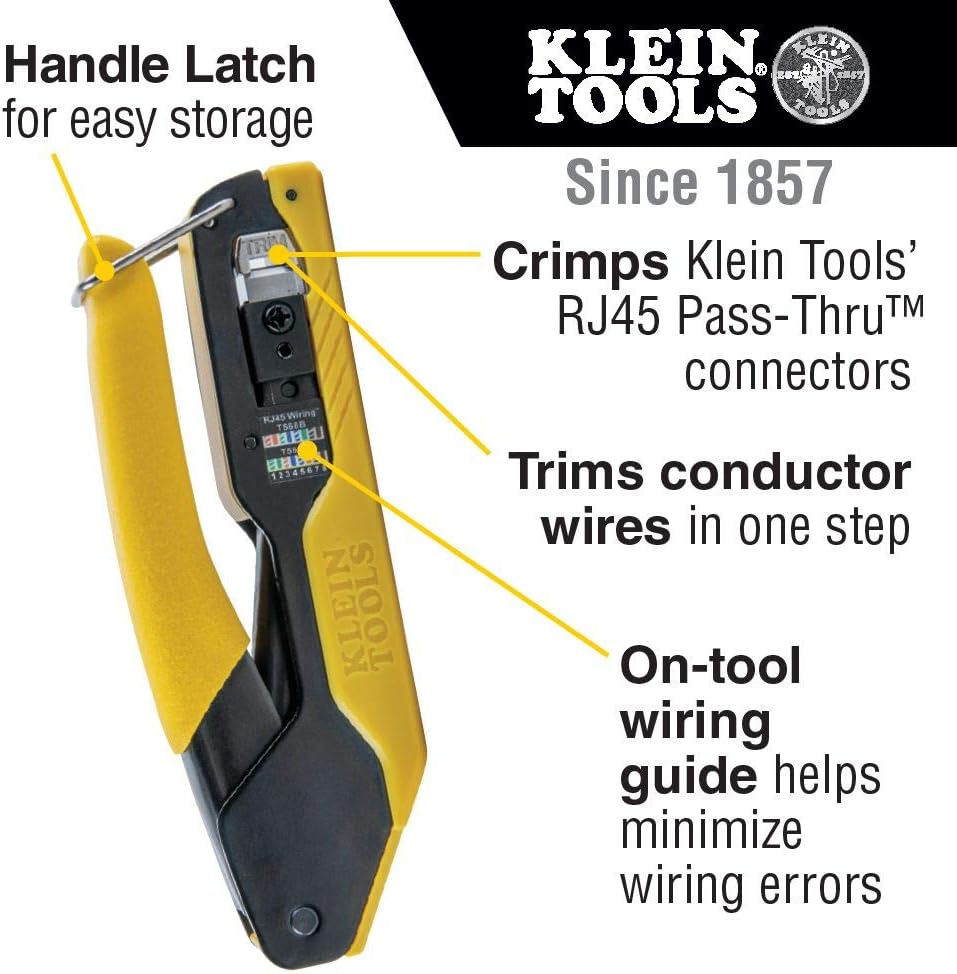 RJ45 Ethernet Cable Tester and Crimper Kit, Pass-Thru Technology, Includes Connectors for Cat5e / CAT6 Data Applications Klein Tools VDV026-813