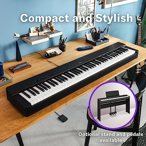 Yamaha 88-Key Weighted Portable Digital Piano Keyboard with Music Rest, Sustain Foot Switch, Built-in Speakers, USB Connectivity, Black (P45B)