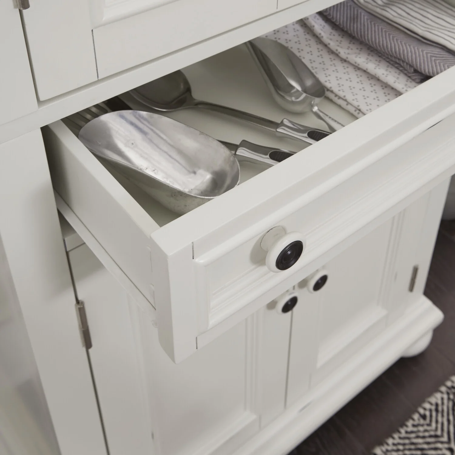Homestyles Dover Off White Wood Pantry Storage Cabinet with Adjustable Shelves