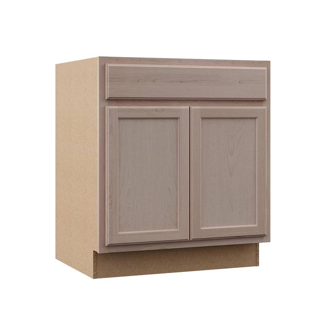 Hampton Bay Hampton Assembled 30x34.5x24 in. Base Kitchen Cabinet in Unfinished Beech