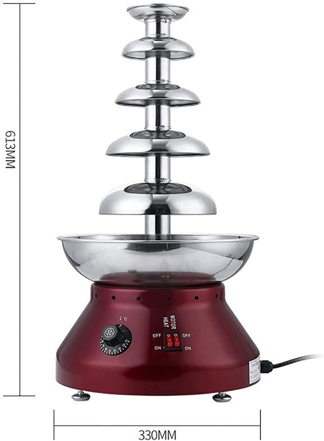 Electric Chocolate Fondue Fountain Machine, 5 Tiers Stainless Steel Chocolate Melting Machine, Adjustable Temperature 0-110°C, for Party Wedding and Birthday