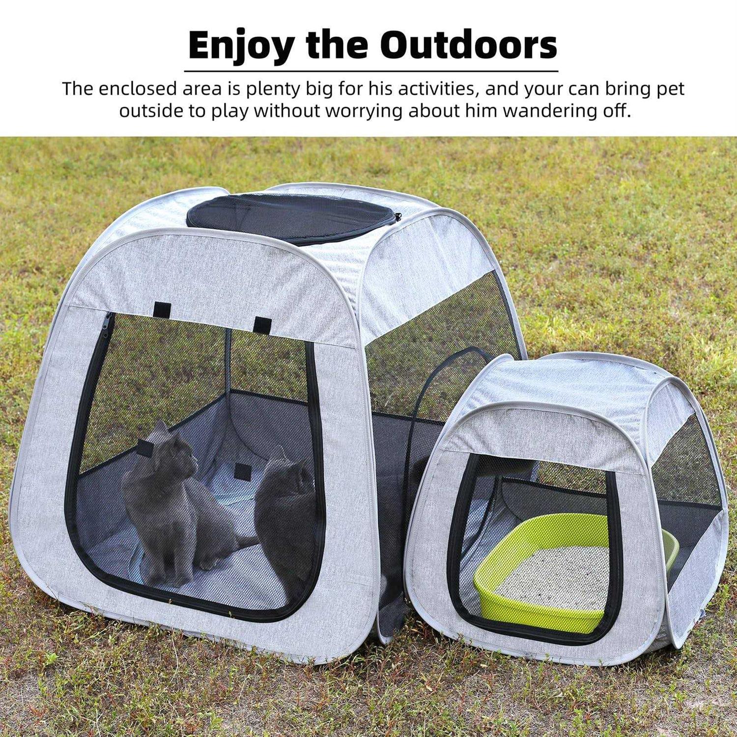 Tenrai Portable Cat Playpen, Trapezoidal Design for Better Standing, Foldable Pet Tent for Indoor and Outdoor Use of Kitten and Puppy - Pet Supplies online store