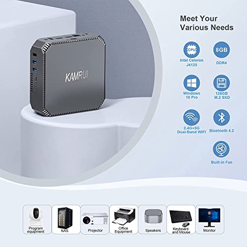 KAMRUI Mini PC Ryzen 7 5700U(8C/16T, up to 4.3GHz), Mini Computer 16GB DDR4 RAM 512GB M.2 2280 NVME SSD Mini PC Gaming, 4K Dual Display Mini Desktop Support WiFi6/BT5.2/Dual Channel