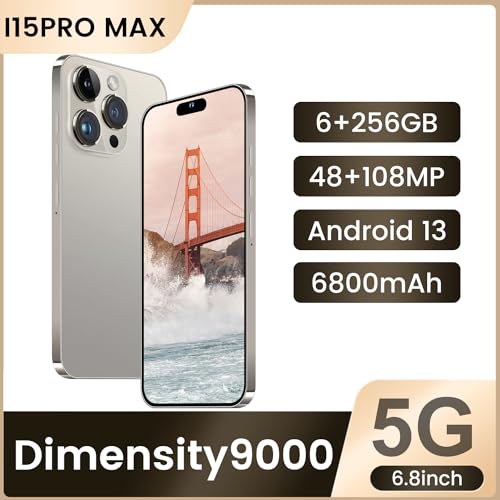 AOZVEIZ I15 Pro MAX Unlocked Phone,Smartphone Battery 6800mAh 6.8" HD Screen The Phone,Android 13.0 6+256GB with 128GB Memory Card Cell Phone, 5G/Face ID/Fingerprint Lock/GPS
