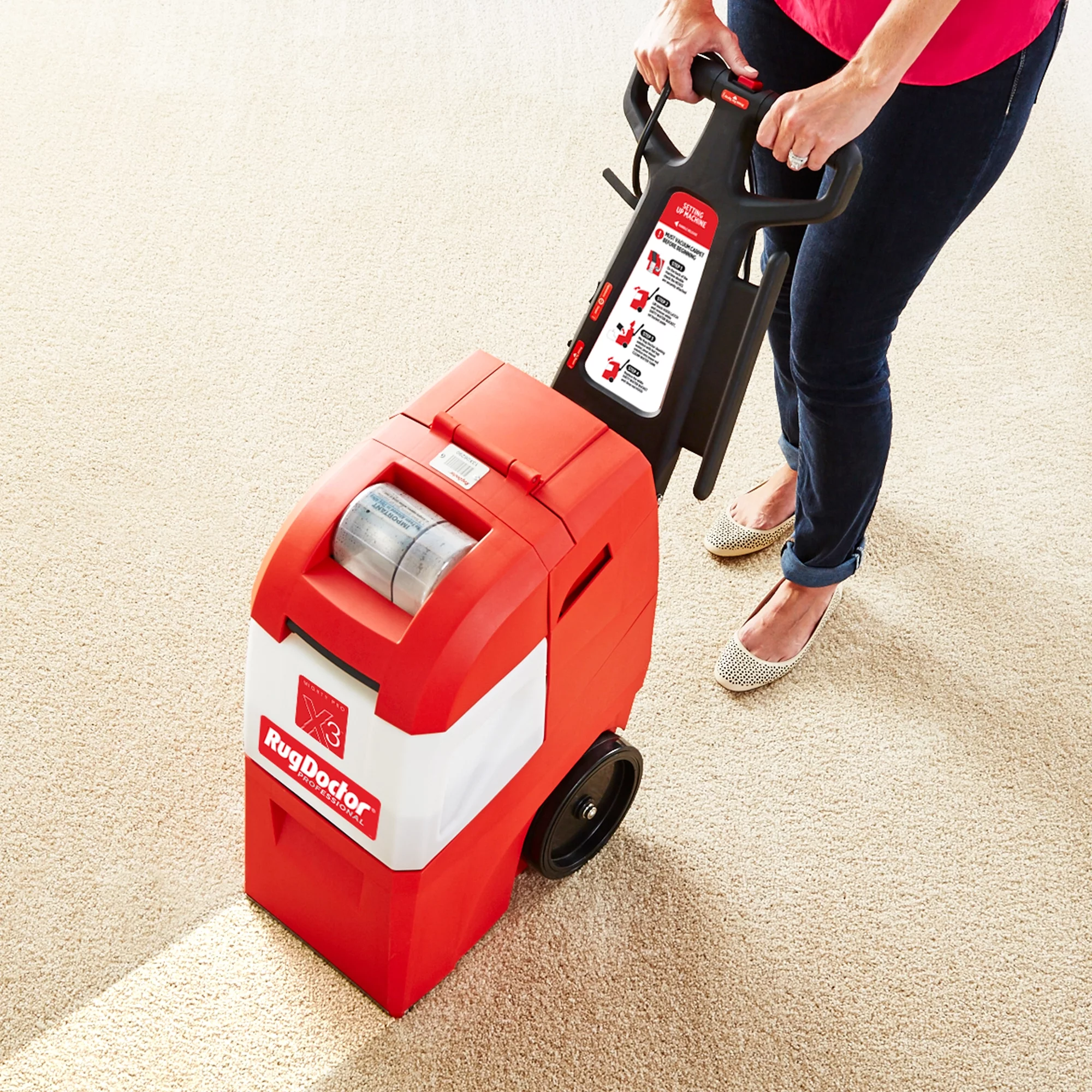 Rug Doctor Mighty Pro X3 Commercial Carpet Cleaner - Large Red Pet Pack
