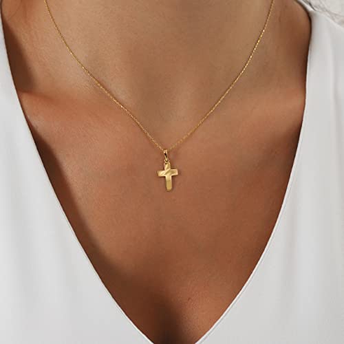 14K Solid Gold Cross Necklace for Women, Women’s Cross Necklace | Christian Necklace, Crucifix Necklace, Gift for Her