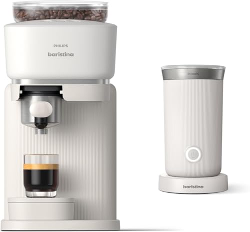 Philips Baristina Espresso Machine, Grind, Tamp & Brew Coffee Beans in One Swipe, Compact, 16 Bar Pump Pressure, Automatic Grinder, Black with Black Portafilter (BAR300/60)