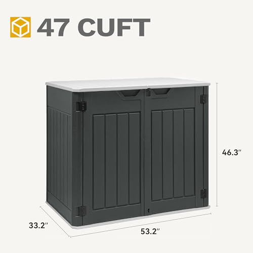DWVO Outdoor Weather-Resistant Horizontal Storage Shed, 35 Cu Ft Capacity, Lockable and Waterproof, Suitable for Storing Garden Tools, Light Gray