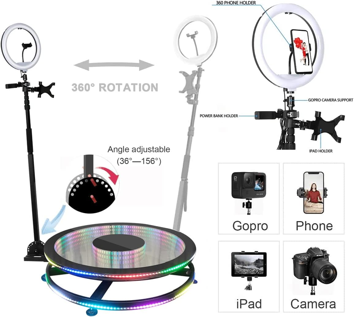 Upgrade 360 Photo Booth Machine for Parties, 360 Photo Booth for Parties,360 Camera Booth Automatic Slow Motion 360 Spin Photo Booth for Cheristmas Wedding (26.8”)
