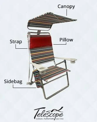Telescope 711 Light Easy High Boy Beach Chair-Classic Stripe